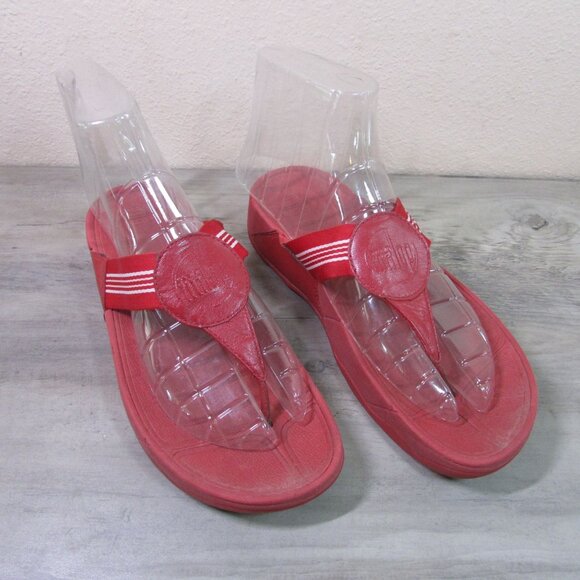 Fitflop Shoes - fitflop Women's 9 Flip Flop Thong Sandals Red & White Stripe